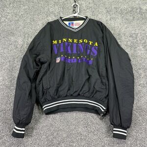 Vintage Minnesota Vikings Jacket Mens Medium Black NFL Russell Athletic Pro Line